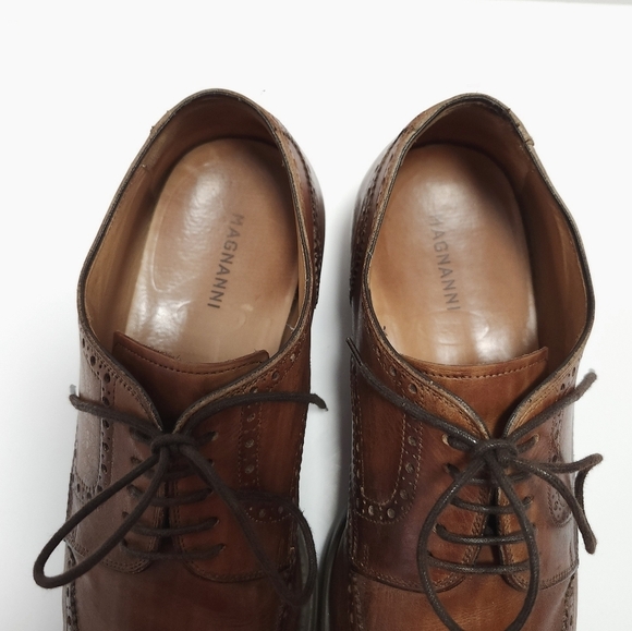 Magnanni Mens Wingtip Oxford Shoes Size 8 M Tormo Cognac Leather